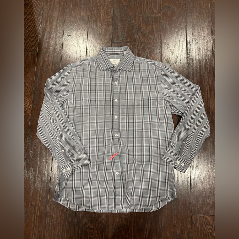 Todd Snyder Button Down Shirt Plaid Check 100% Cotton Long Sleeve Size 16 32/33